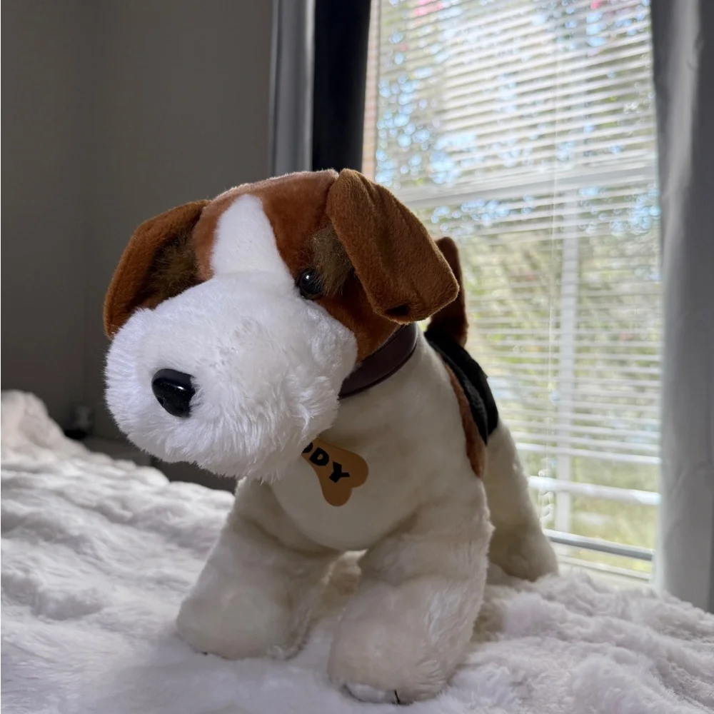 Plush Dog Toy - Brown and White